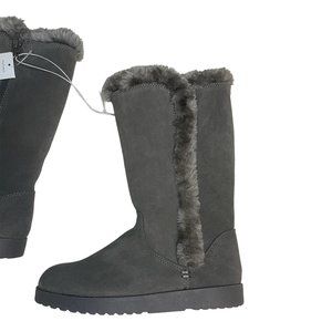 FEATURES GREY GENUINE SUEDE WINTER BOOTS Sz 7 NWT